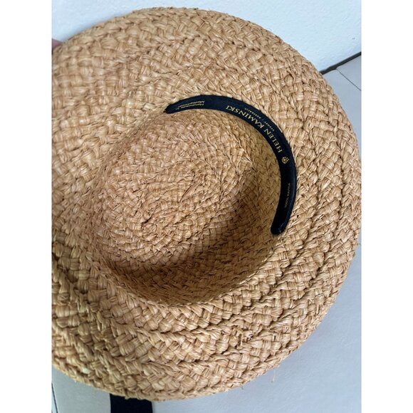 Helen Kaminski Women Natural 100% Raffia Boater Sun Hat Black Ribbon Handmade OS main image 4